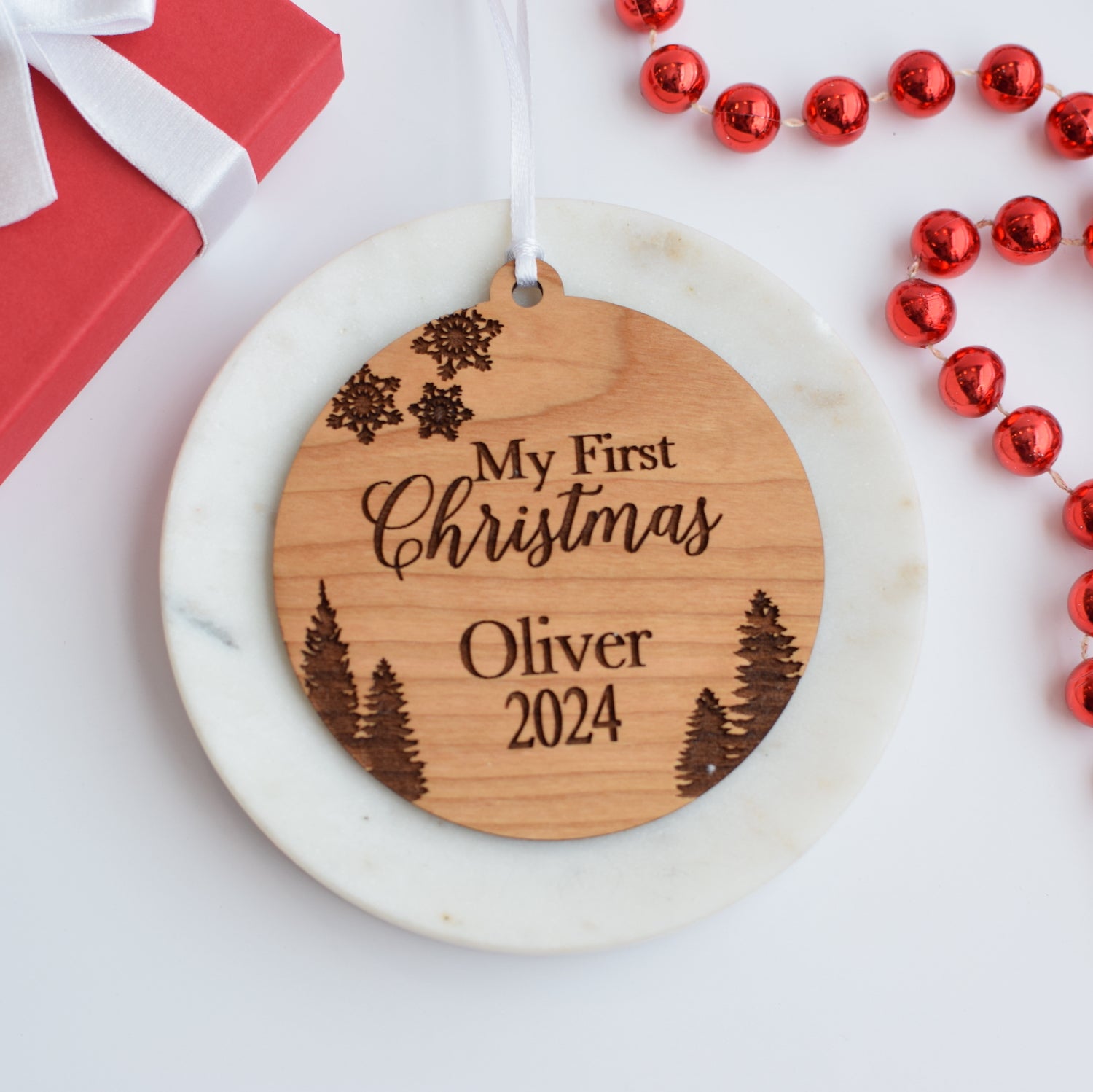 My First Christmas Personalized Wood Ornament